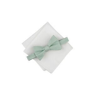 Bar III Men Lombard Textured Bow Tie & Solid Pocket Square Set Green